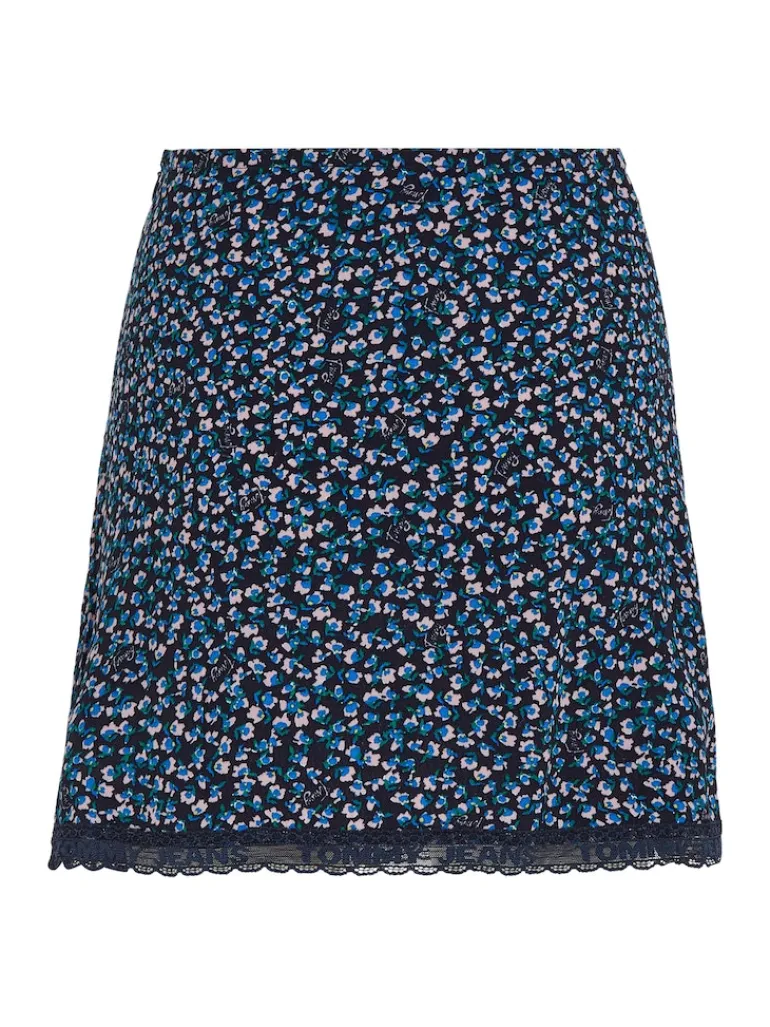 TJW DITSY FLORAL LACE MINI SKIRT blue ditsy floral print