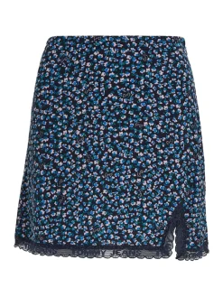TJW DITSY FLORAL LACE MINI SKIRT blue ditsy floral print