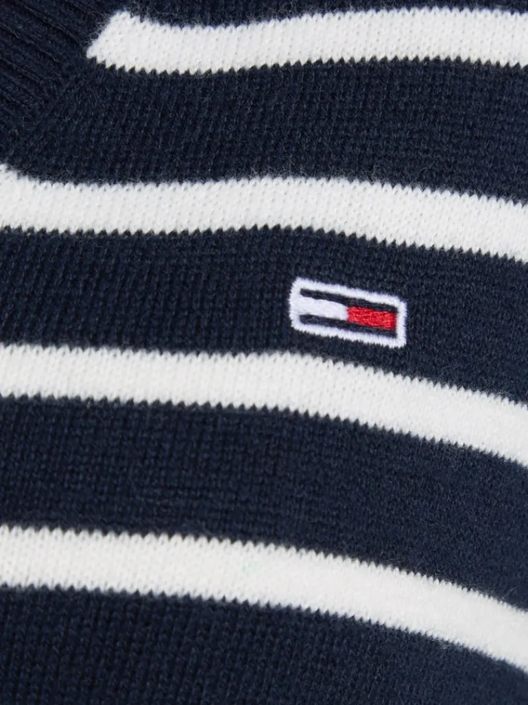 TJW ESSENTIAL VNECK SWEATER EXT navy - white stripe
