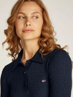 TJW F&F POLO CABLE SWEATER DRESS dark night navy