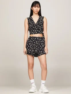 TJW FLORAL RUFFLE WRAP TOP EXT spring floral
