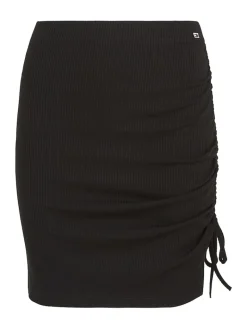 TJW GATHERING RIB MINI SKIRT black