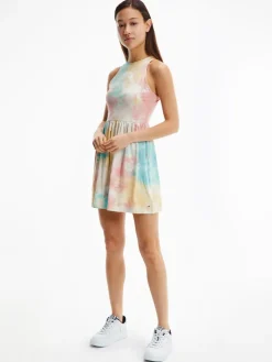 TJW MULTI TIE DYE SKATER DRESS tie dye multi