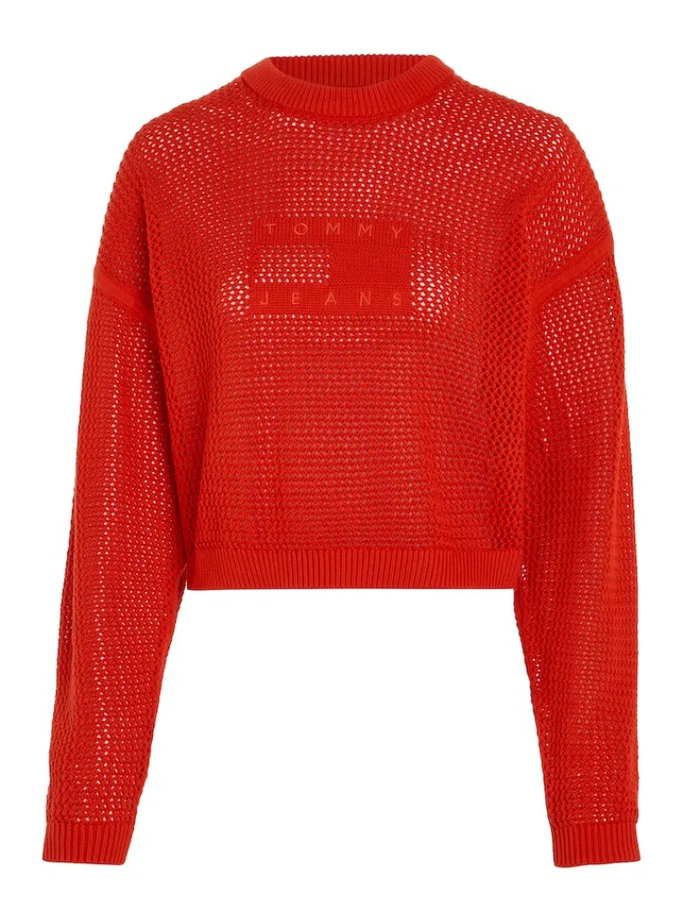 TJW OPEN STITCH FLAG SWEATER deep crimson