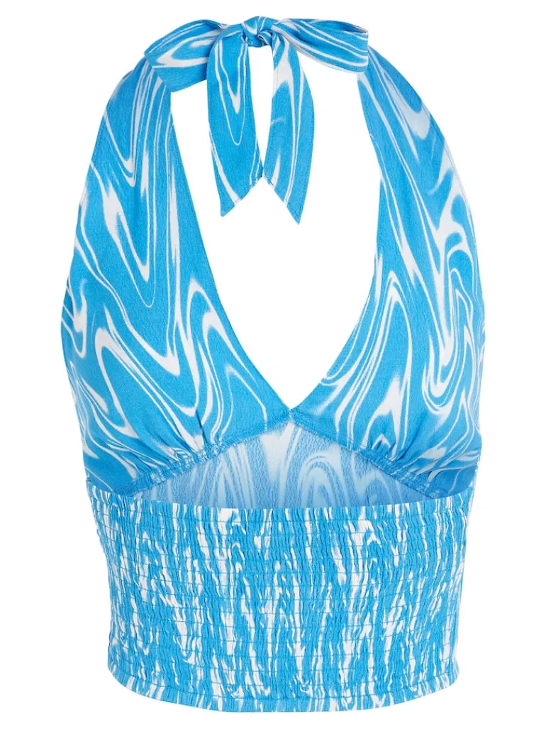 TJW PSYCHEDELIC HALTER TOP blue psychedelic print