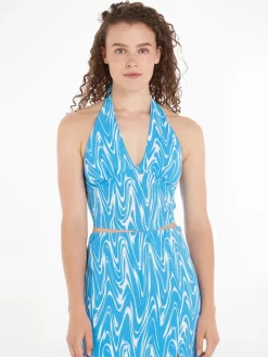TJW PSYCHEDELIC HALTER TOP blue psychedelic print