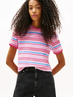 TJW REG SH SCRIPT STRIPE TEE carnival pink - stripe