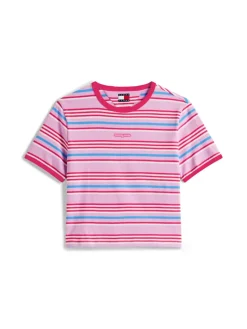 TJW REG SH SCRIPT STRIPE TEE carnival pink - stripe
