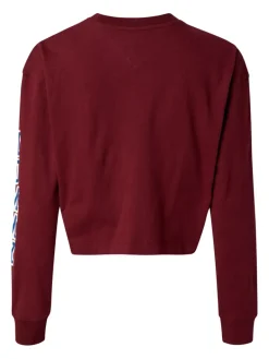 TJW RLXD CROP COLLEGIATE T LS deep rouge