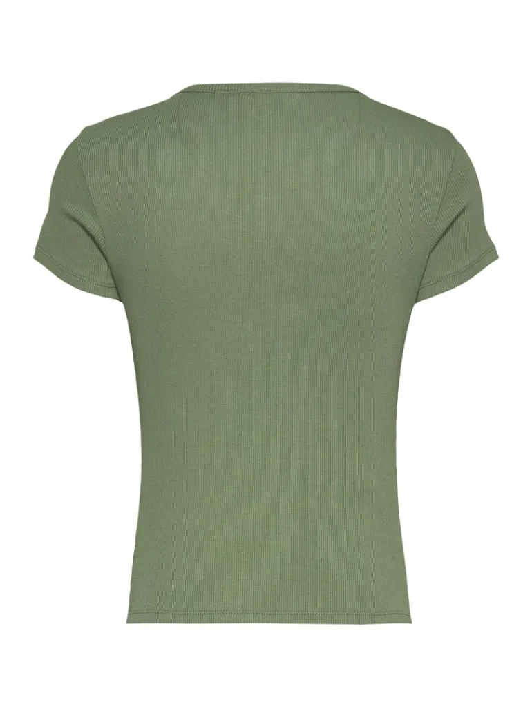 TJW SLIM BUTTON RIB C-NECK SS aruba green