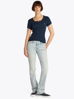 TJW SLIM BUTTON RIB C-NECK SS dark night navy
