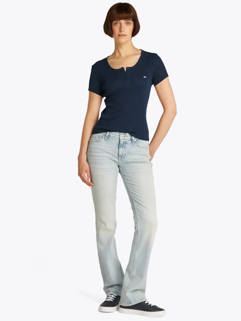 TJW SLIM BUTTON RIB C-NECK SS dark night navy
