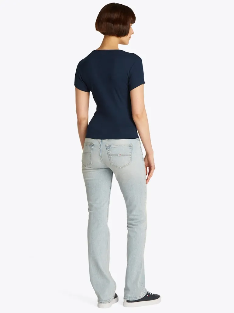 TJW SLIM BUTTON RIB C-NECK SS dark night navy