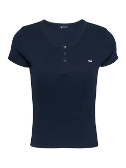 TJW SLIM BUTTON RIB C-NECK SS dark night navy