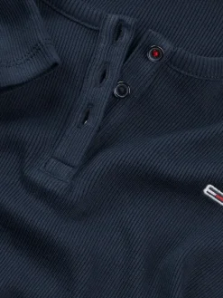 TJW SLIM BUTTON RIB C-NECK SS dark night navy