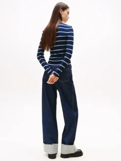 TJW SLIM ESSENTIAL RIB LS dark night navy - stripe
