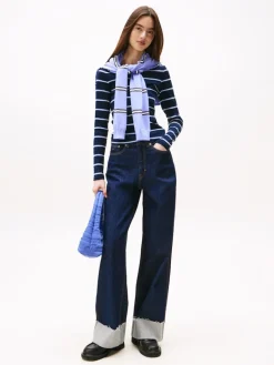 TJW SLIM ESSENTIAL RIB LS dark night navy - stripe