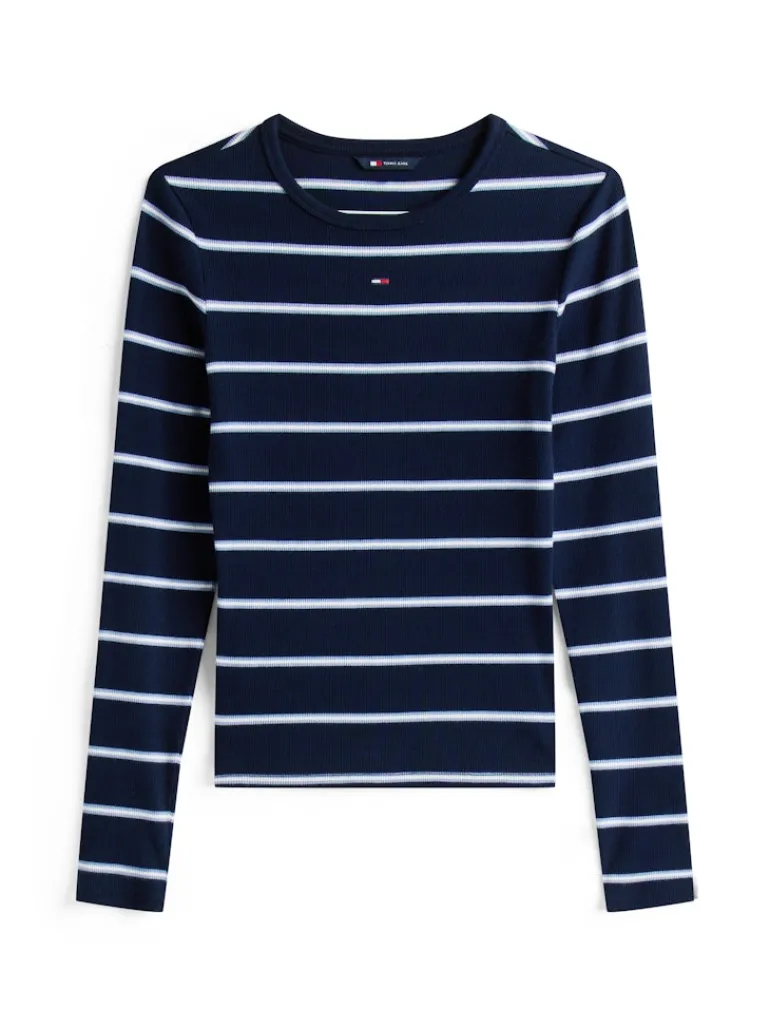 TJW SLIM ESSENTIAL RIB LS dark night navy - stripe