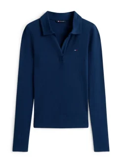 TJW SLIM ESSENTIAL RIB LS POLO dark night navy