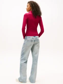 TJW SLIM ESSENTIAL RIB LS POLO lavish cerise
