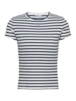 TJW SLIM ESSENTIAL RIB SS EXT ecru - navy stripe