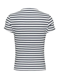 TJW SLIM ESSENTIAL RIB SS EXT ecru - navy stripe