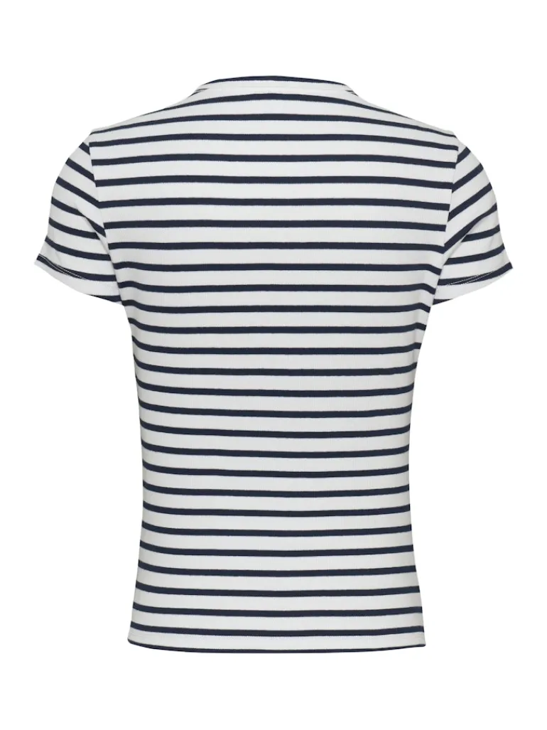 TJW SLIM ESSENTIAL RIB SS EXT ecru - navy stripe