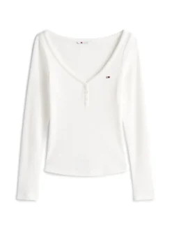 TJW SLIM HENLEY WAFFLE LS ecru