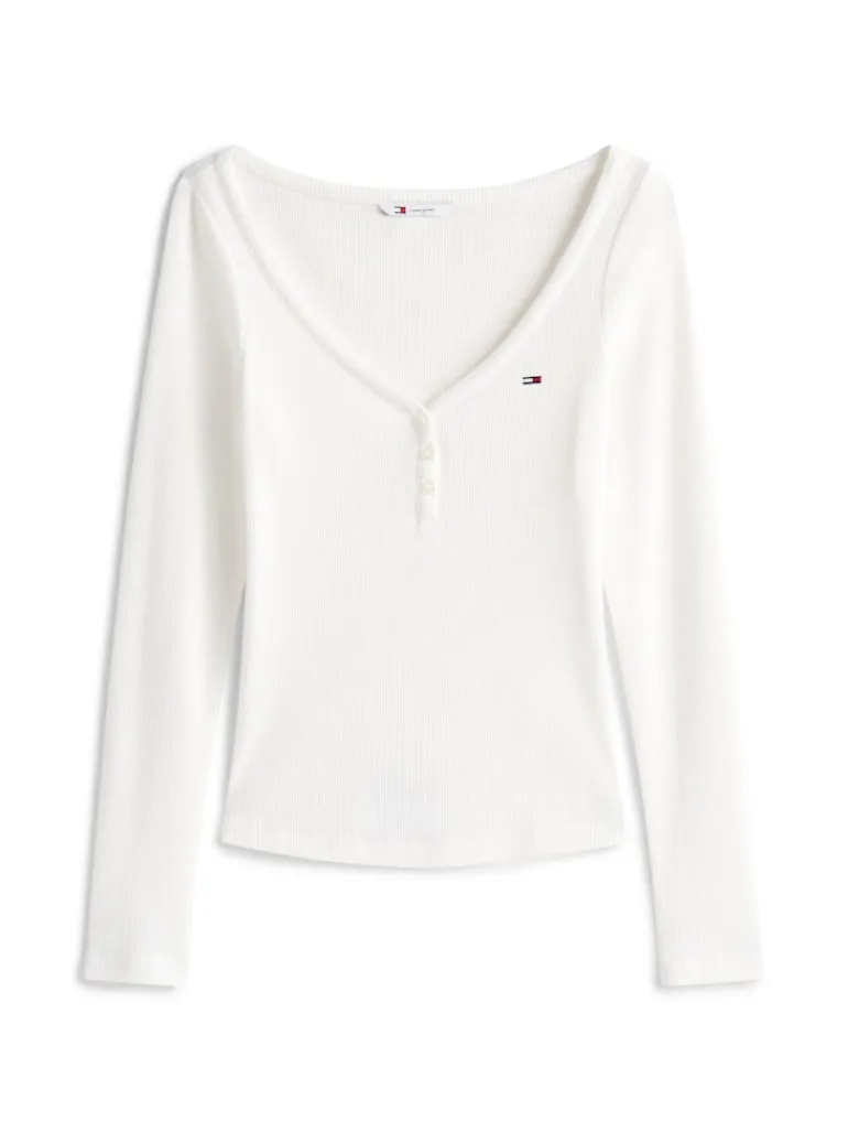 TJW SLIM HENLEY WAFFLE LS ecru