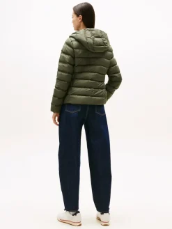 TJW SLIM HOOD PRNT DOWN JCKT EXT pewter green