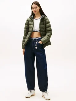 TJW SLIM HOOD PRNT DOWN JCKT EXT pewter green