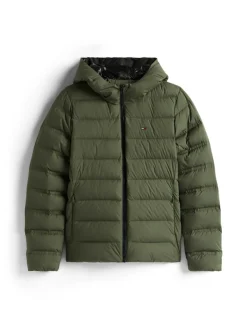 TJW SLIM HOOD PRNT DOWN JCKT EXT pewter green