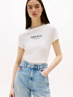 TJW SLIM LOGO 2 POINTELLE TEE ecru