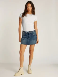 TJW SLIM POINTELLE RIB TEE ecru