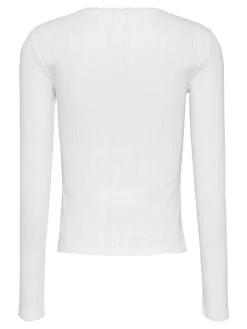 TJW SLIM POINTELLE RIB TEE LS ecru