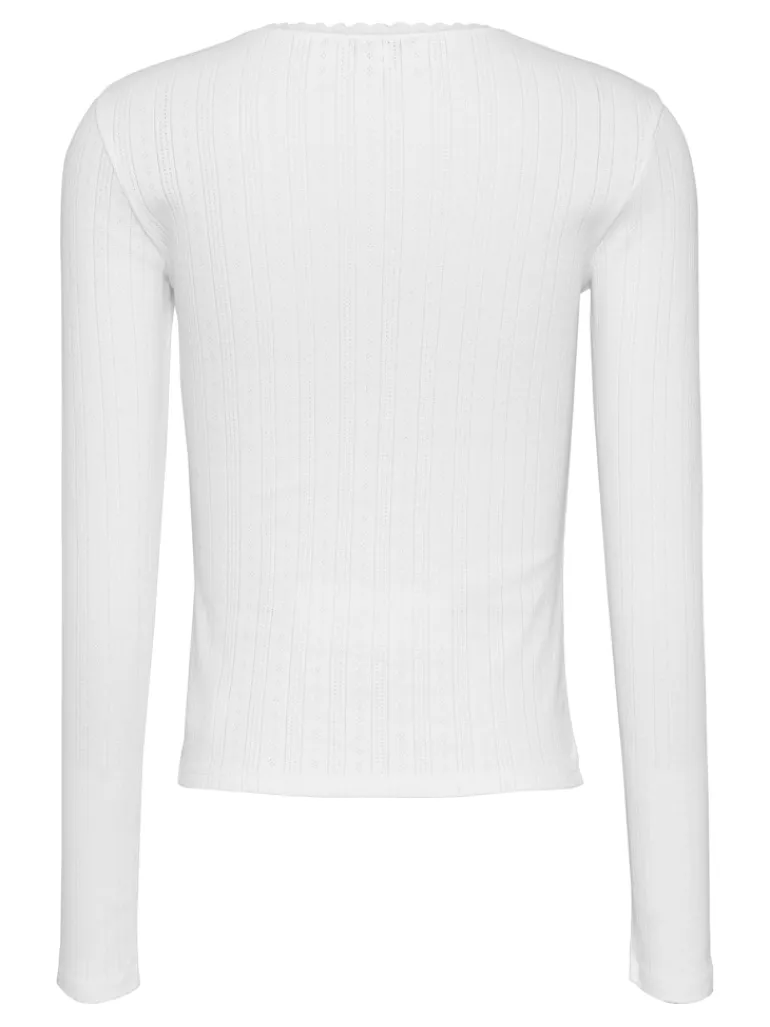 TJW SLIM POINTELLE RIB TEE LS ecru
