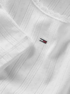 TJW SLIM POINTELLE RIB TEE LS ecru