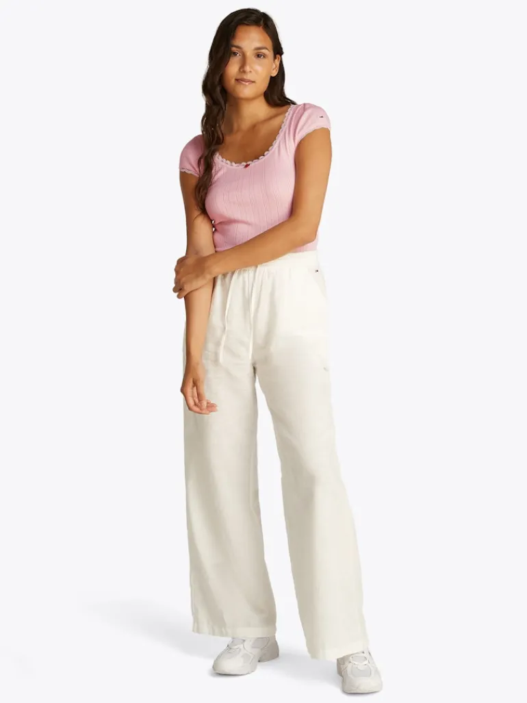 TJW SLIM SH POINTELLE SS TEE EXT precious pink