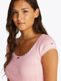 TJW SLIM SH POINTELLE SS TEE EXT precious pink