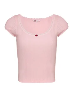TJW SLIM SH POINTELLE SS TEE EXT precious pink