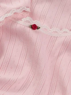TJW SLIM SH POINTELLE SS TEE EXT precious pink