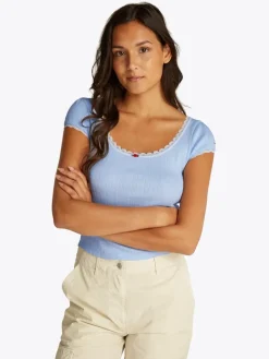 TJW SLIM SH POINTELLE SS TEE EXT sweet blue