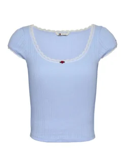 TJW SLIM SH POINTELLE SS TEE EXT sweet blue