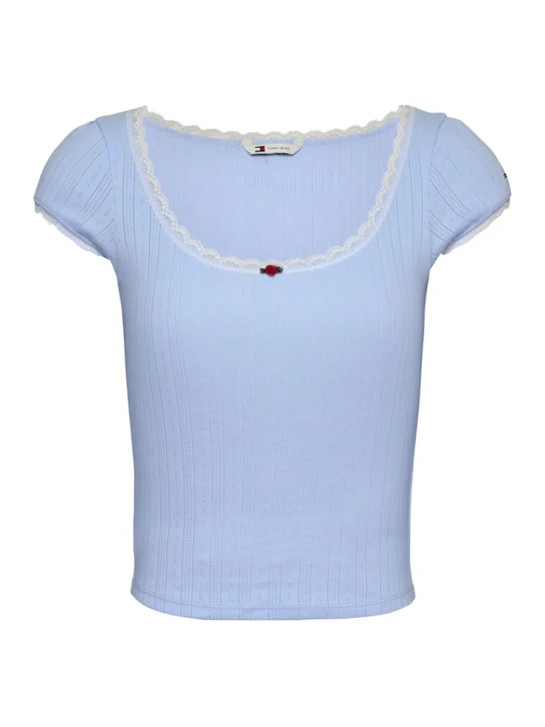 TJW SLIM SH POINTELLE SS TEE EXT sweet blue