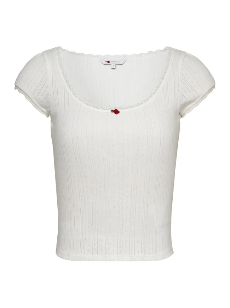 TJW SLIM SH POINTELLE SS TEE EXT ecru