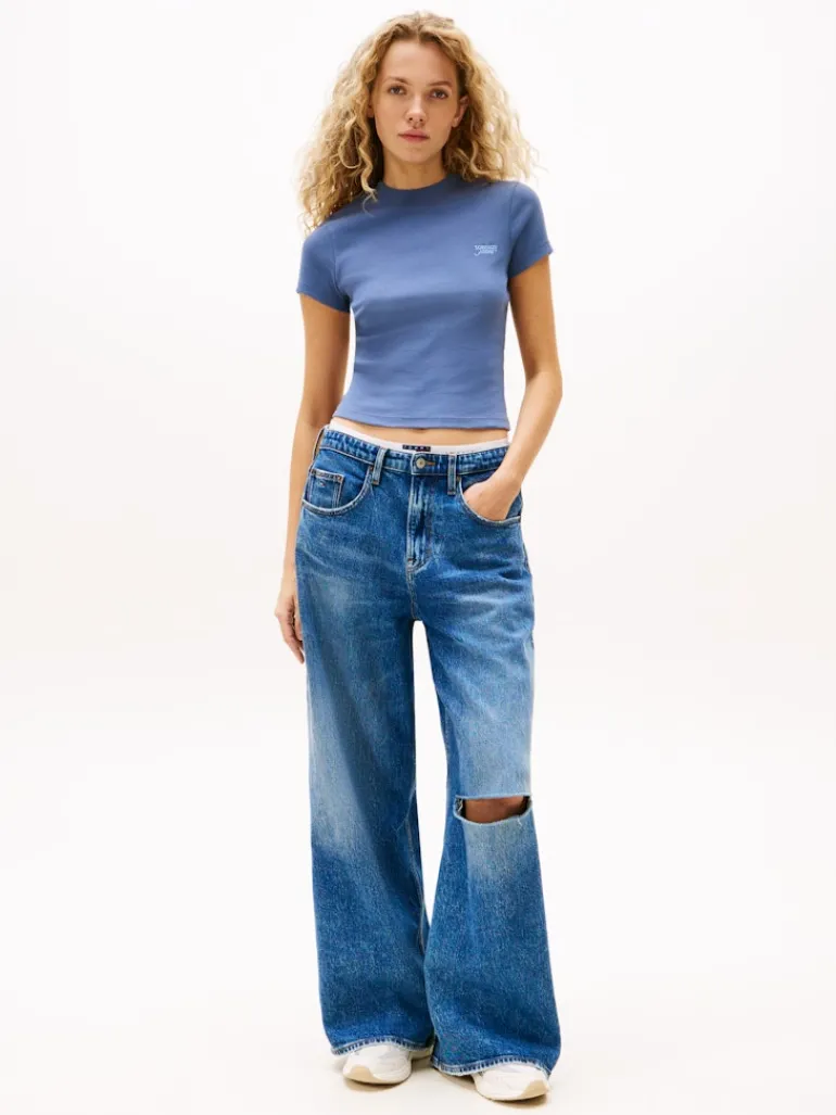 TJW SLIM SH SCRIPT TEE blue moment