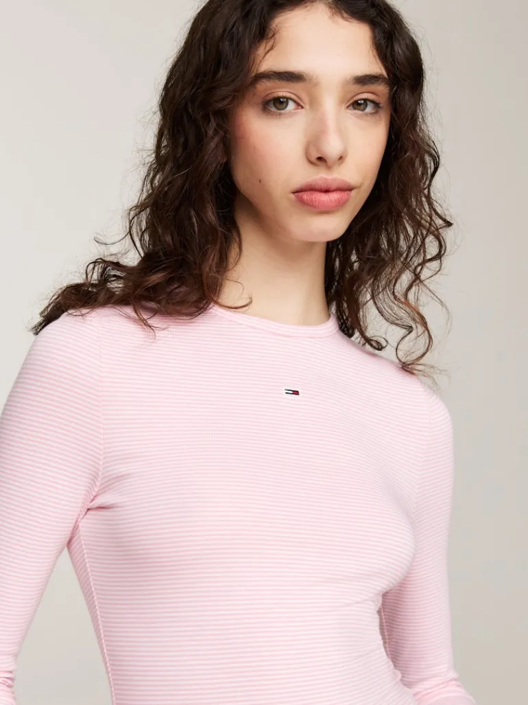 TJW SLIM STRIPE ESSENTIAL RIB LS ballet pink - stripe