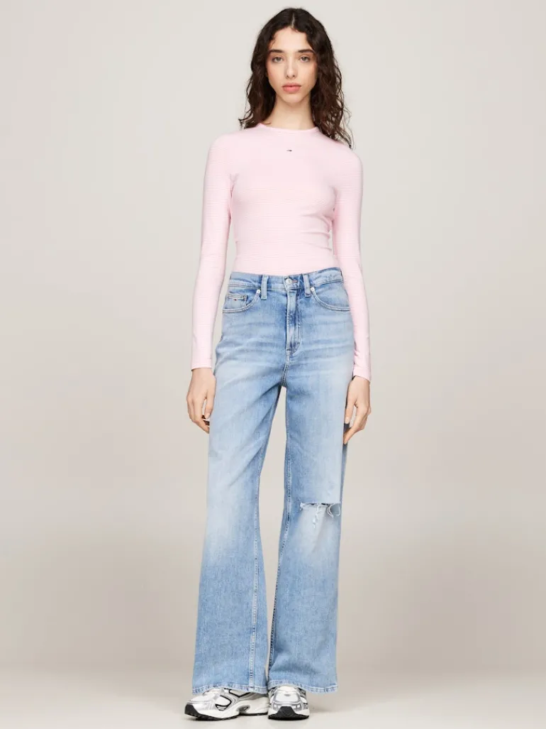 TJW SLIM STRIPE ESSENTIAL RIB LS ballet pink - stripe