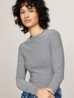 TJW SLIM STRIPE ESSENTIAL RIB LS dark night navy - stripe
