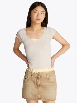 TJW SLIM VNECK GMD RIB SS ancient white